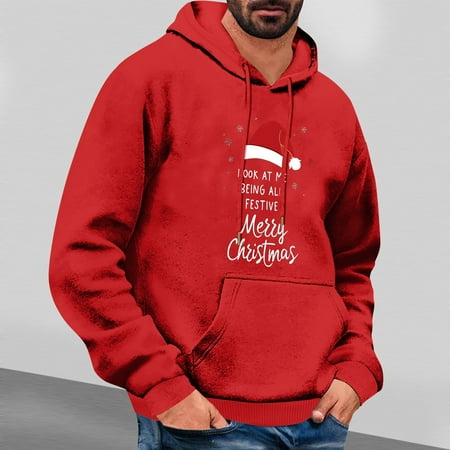 Pullover Hoodie Men's Christmas Christmas Printed Top Hooded Sweatshirt