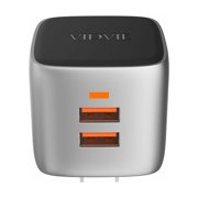 VIDVIE 2 USB Charger Block Dual USB Wall Charger Adapter Plug USB Brick Fast Charge Quick Charging Charger Block, Black -xlplm303