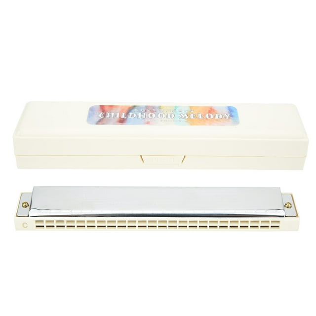 Musical Instrument 24-Hole Professional Mouthorgan, C Key Harmonica, Diatonic Harp, With Case Entertainment For Home White