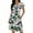 Green a, variant on Ladies' Fashionable Printed Flying Sleeves Short Sleeved V-Neck High Waist Cinched A-Line Button Up Dress