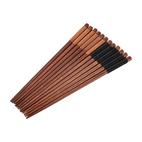 6 Pairs Wood Chopsticks, Reusable Chinese Korean Japanese Chop Sticks Dishwasher Safe, Non-Slip