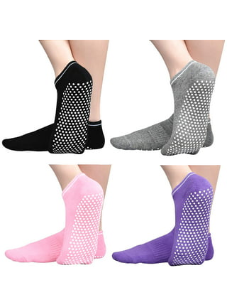 Grip Socks for Pilates, Yoga, Hospital, Barre, Cushioned Ankle Sports Socks  Women Non Slip Slipper Socks Gifts 2-4 Pairs, 2 Pairs Black+ Grey, 6-8 :  : Clothing, Shoes & Accessories