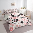 thumbnail image 4 of Manfei Rustic Cowgirl Hat 7-Piece Twin Bedding Sets, Fashion Cow Print Bedding Comforter Set, Kawaii Pink Blossoms Floral Reversible Sheet Sets, Microfiber Bedroom Decor, 4 of 8
