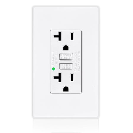 GFCI Outlet 20Amp Receptacle, No Tamper Resistant Outlet, Ground Fault Circuit Interrupter, Wall Outlets Safety Electrical Outlet for Home Office with Wall Plates & Screws, LED Indicator UL Listed