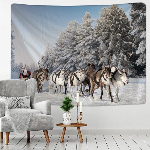 Tapiz colgante de pared de Arte de Navidad personalizable, árbol de Navidad y gato, Animal de Navidad, fiesta de año nuevo, manta de Yoga de alce