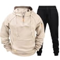 thumbnail image 2 of Blekii Men's Warm Sweatsuit Set, Solid Color Fleece Hoodie & Pants, Winter Lounge Two-Piece Outfit, Thick Cozy Home Wear Set, Matching Gym Joggers Outfit, Complete Casual Set for, 2 of 3