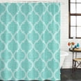 thumbnail image 3 of Shower Curtain Bathroom Set Rustic Teal Retro Linen Waterproof Fabric Shower Curtains with Grommets&Hooks, Moroccan Texture Ethnic Style Privacy Bath Curtain for Bathtub 36x72in, 3 of 9