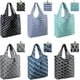 thumbnail image 2 of BeeGreen Bolsas de compras reutilizables para comestibles, paquete de 6 bolsas extragrandes de 50 libras Ripstop geométricas, lavables a máquina, bolsas de reciclaje de nailon con bolsa a granel, negr, 2 of 4