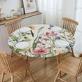 thumbnail image 3 of Round Fitted Tablecloth with Elastic Flowers Plants Cute Floral Round Outdoor Tablecloths Fitted Table Covers for Round Tables Waterproof Reusable Vinyl Table Cloth for Indoor and Outdoor 50"-56", 3 of 7
