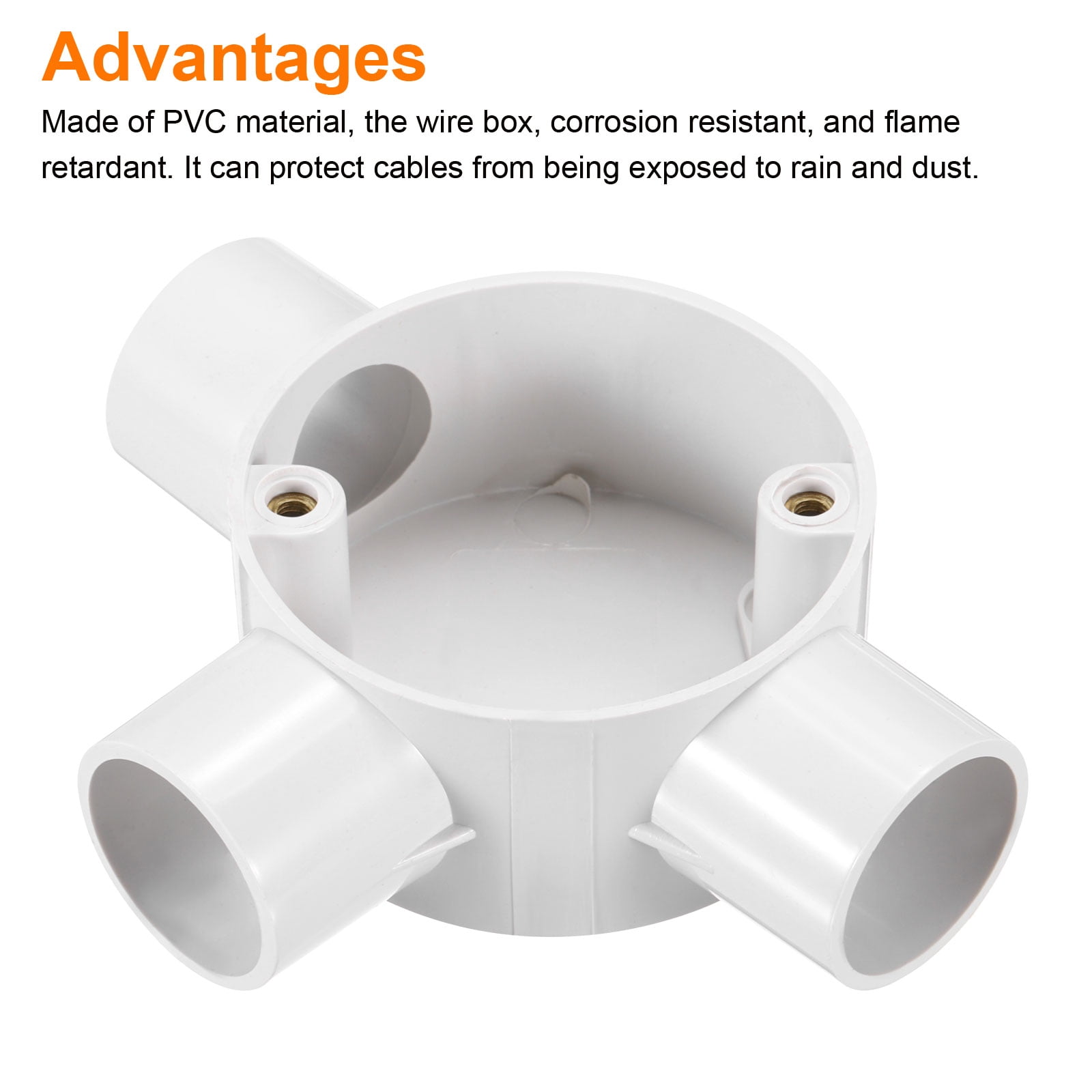 5Pcs Conduit Box Junction Box 3 Way 25mm with Cover, M4 Screws for Hose