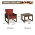thumbnail image 3 of EAGLE PEAK 3 Pieces Natural Real Wood Cedar Outdoor Patio Conversation Set Spacious Seat Dining Chairs Set with Red Cushions, Slat Top Coffee Table, 3 of 9