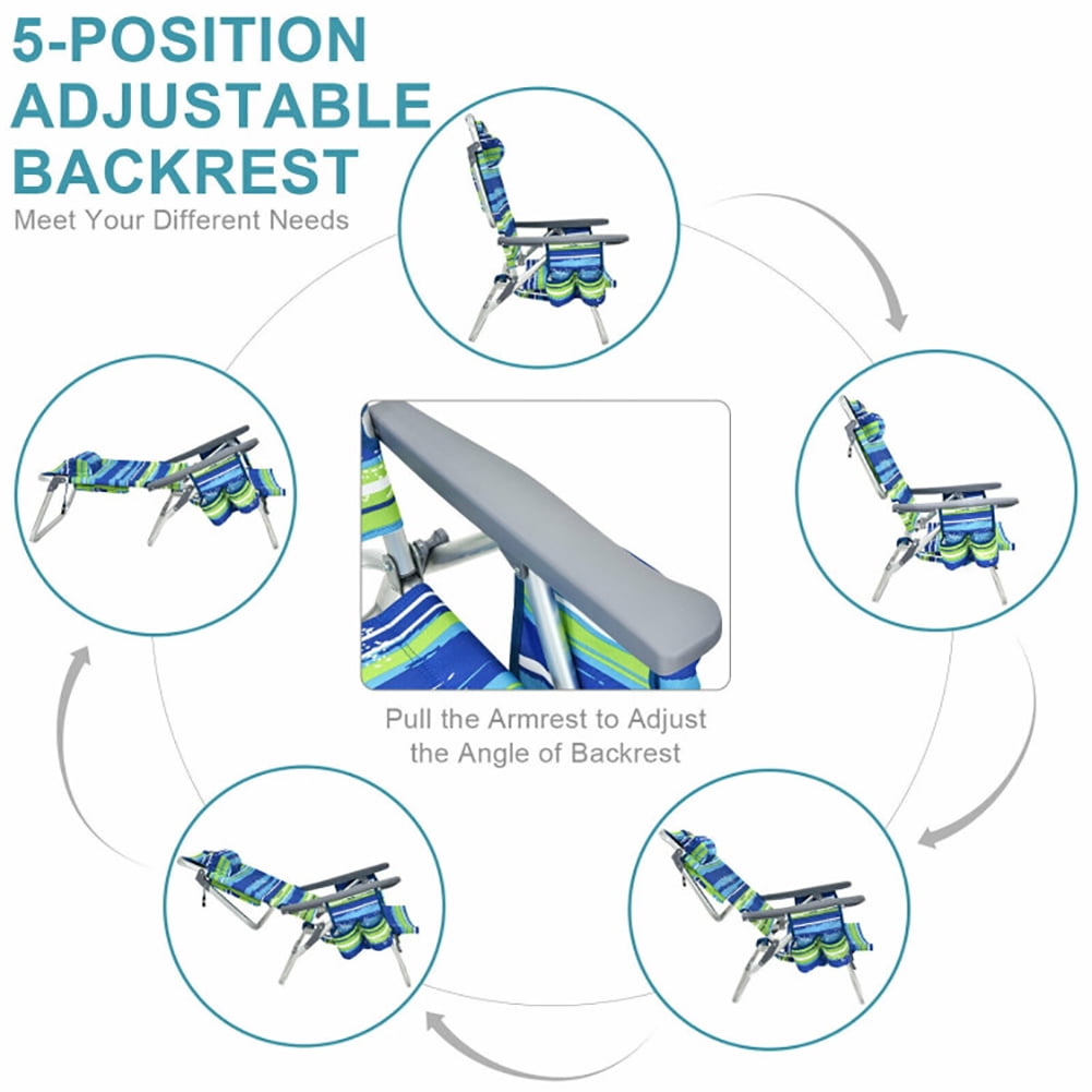 Aimee Lii 4-Pack 5-Position Outdoor Folding Backpack Beach Reclining Chair with Pillow, Outdoor Patio Furniture, Blue Aimee Lii 4-Pack 5-Position Outdoor Folding Backpack Beach Reclining Chair with Pillow, Outdoor Patio Furniture, Blue