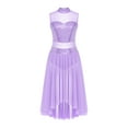 thumbnail image 4 of YONGHS Womens Shiny Sequins Lyrical Dance Costume Sleeveless Sheer Mesh Ballet Leotard Dress Light Purple XXL, 4 of 7