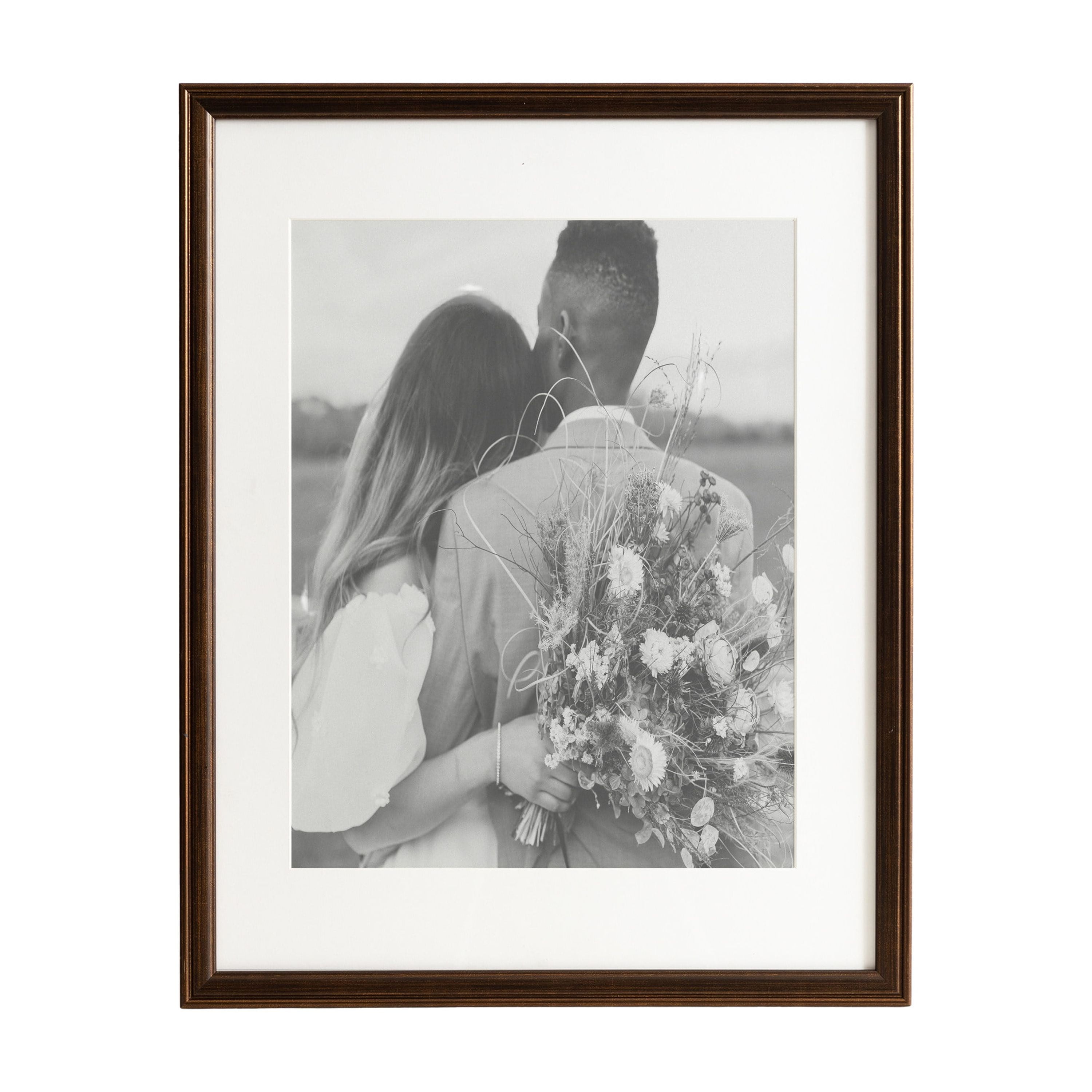 Kate and Laurel Adlynn Rectangle Picture Frame Set of 3, 14 x 18 matted to 11 x 14, Bronze, Vintage Three-Piece Frame Set for Gallery Wall Frame Set in Living Room Wall Decor