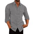 thumbnail image 1 of CVLIFE Hauts pour Hommes Col Rabattu T-shirt Col à Revers T-shirt Coupe Régulière Manches Longues Tee Plage Automne Chemises Gris m, 1 of 7