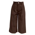 thumbnail image 6 of Women's High Waist Wide Leg Cropped Pants, Pleated Front with Pockets, Business Casual Capri Trousers for Summer Office or Daily Wear, Breathable and Lightweight Brown L, 6 of 6
