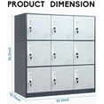 thumbnail image 3 of 9 Door Metal Storage Locker for Employee,School,Office,Gym,Garage,Locker Cabinet with Lock and Card Slot (9 Door, Grey), 3 of 11