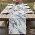thumbnail image 6 of Abstract Marble Texture Table Runner 36 Inches Long,Kitchen Dining Tablerunners Blue Geometric Art Linen Table Runners Dresser Scarves for Home Dinner Wedding Holiday Party Decor, 6 of 9