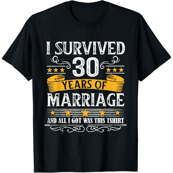 30th Wedding Anniversary Couples Husband Wife 30 Years T-ShirtMen and women, White Black T-shirt, size: Extra large S-4XL