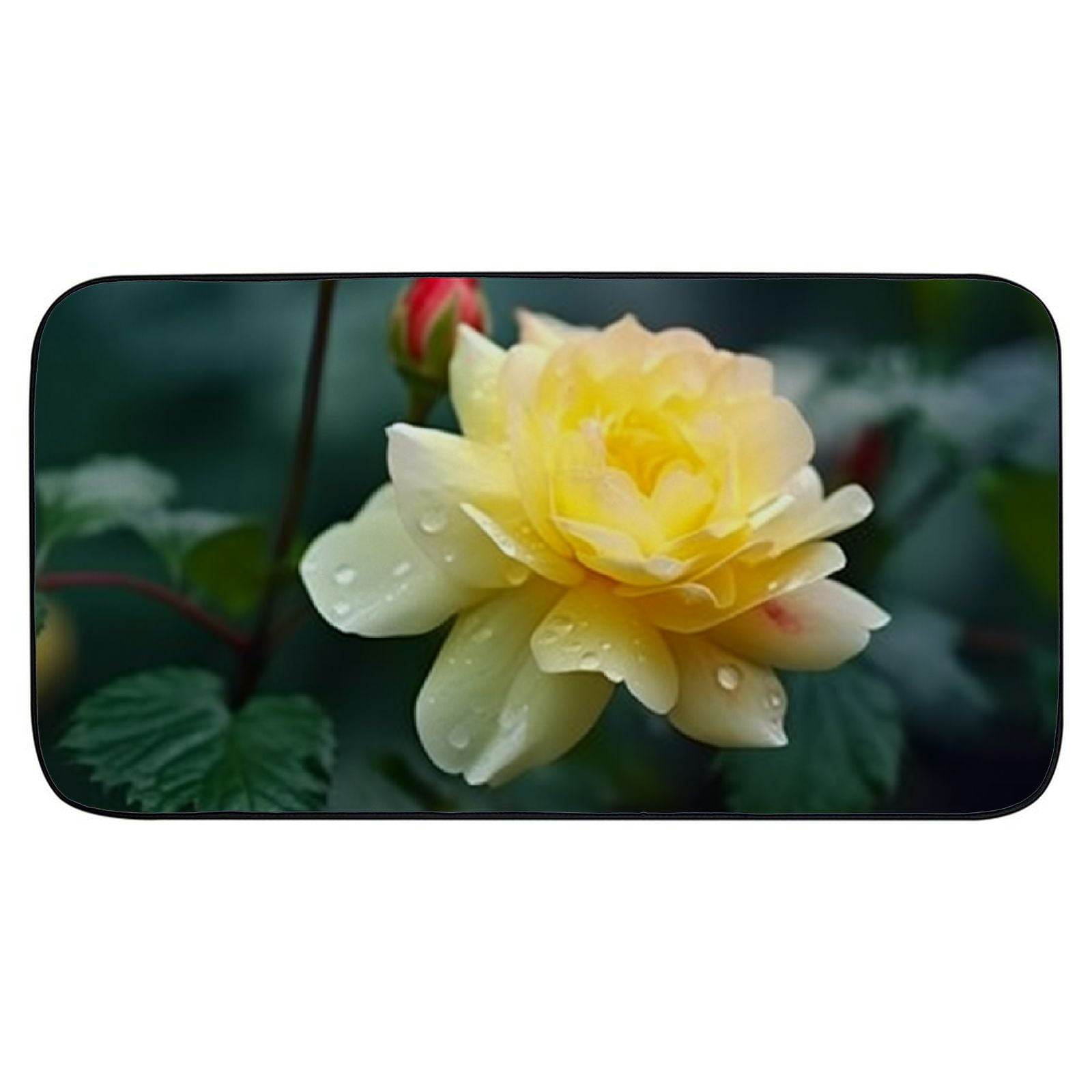 PHYHOO Doormat Floor Rug/Mat - Rose Junction Leverkusen Maigold Flowers Yellow Decorative Door Mat, Door Mat with Non-Slip Rubber Backing, Easy Cleaning, Traps Dirt, Rug for Entry, Patio