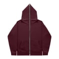 thumbnail image 3 of ZVAVZ Men's Full Zip Up Hoodies Fashion Casual Athletic Jacket Solid Color Long Sleeve Hooded Sweatshirts with Pockets Wine S, 3 of 5