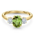 thumbnail image 3 of Gem Stone King 18K Yellow Gold Plated Silver Ring Peridot Moissanite (1.88 Cttw), 3 of 7