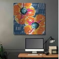 thumbnail image 5 of Luxe Metal Art 'Orange Poppies on Blue' by Linda Woods, Metal Wall Art, 36"x36", 5 of 9