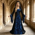 thumbnail image 4 of Ynynloco Colorful House Womens Medieval Renaissance Princess Retro Gown Costume Dress Vintage Vampire Halloween Hooded Gown, 4 of 9