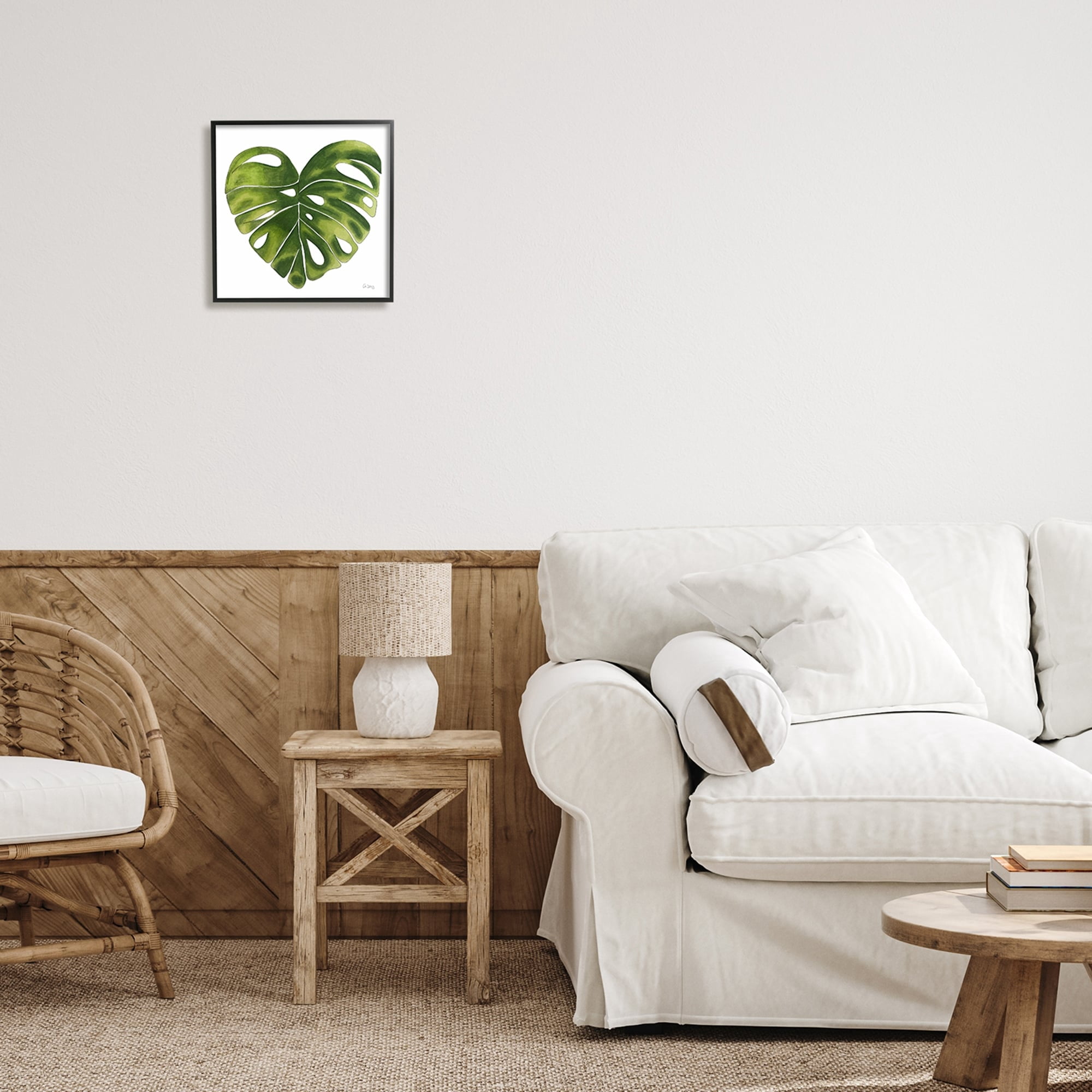 Stupell Industries Chic Green Monstera House Plant Leaf Botanical Framed Wall Art, 17 x 17, Design by Ale Saiz Studio