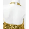 thumbnail image 6 of Ocealan Girls Modern Jazz Hiphop Dance Costume Sequins Halter Ruffles Leotard Dress Gold 12, 6 of 7
