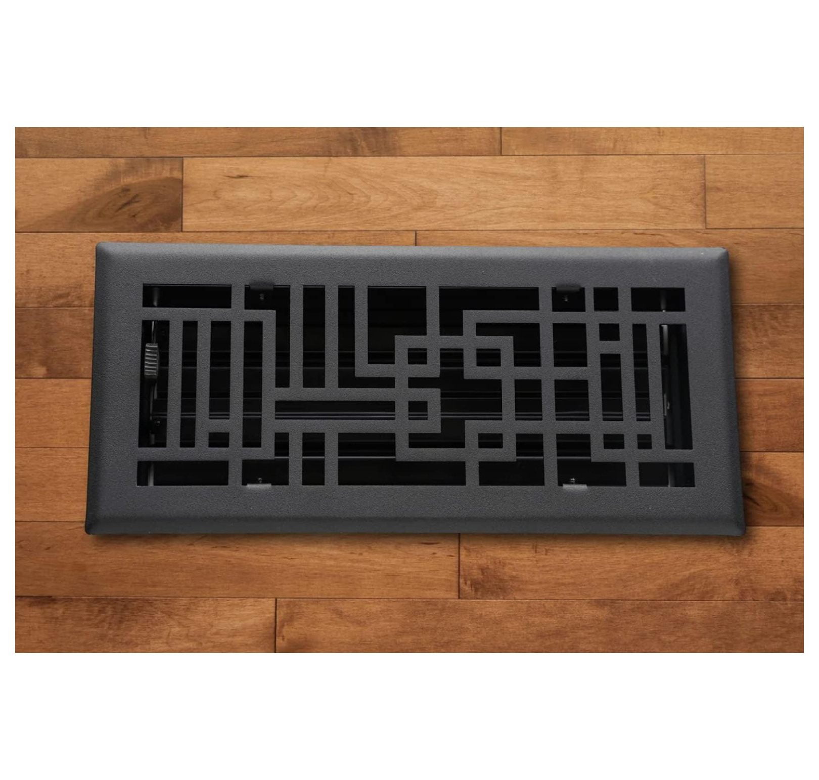 Capitman Art Deco Style Vent Cover, Solid Cast Steel Interior, Controls Air Flow, 6 x 10 inches (Overall Face: 7.25 x 15.5 inches), Black