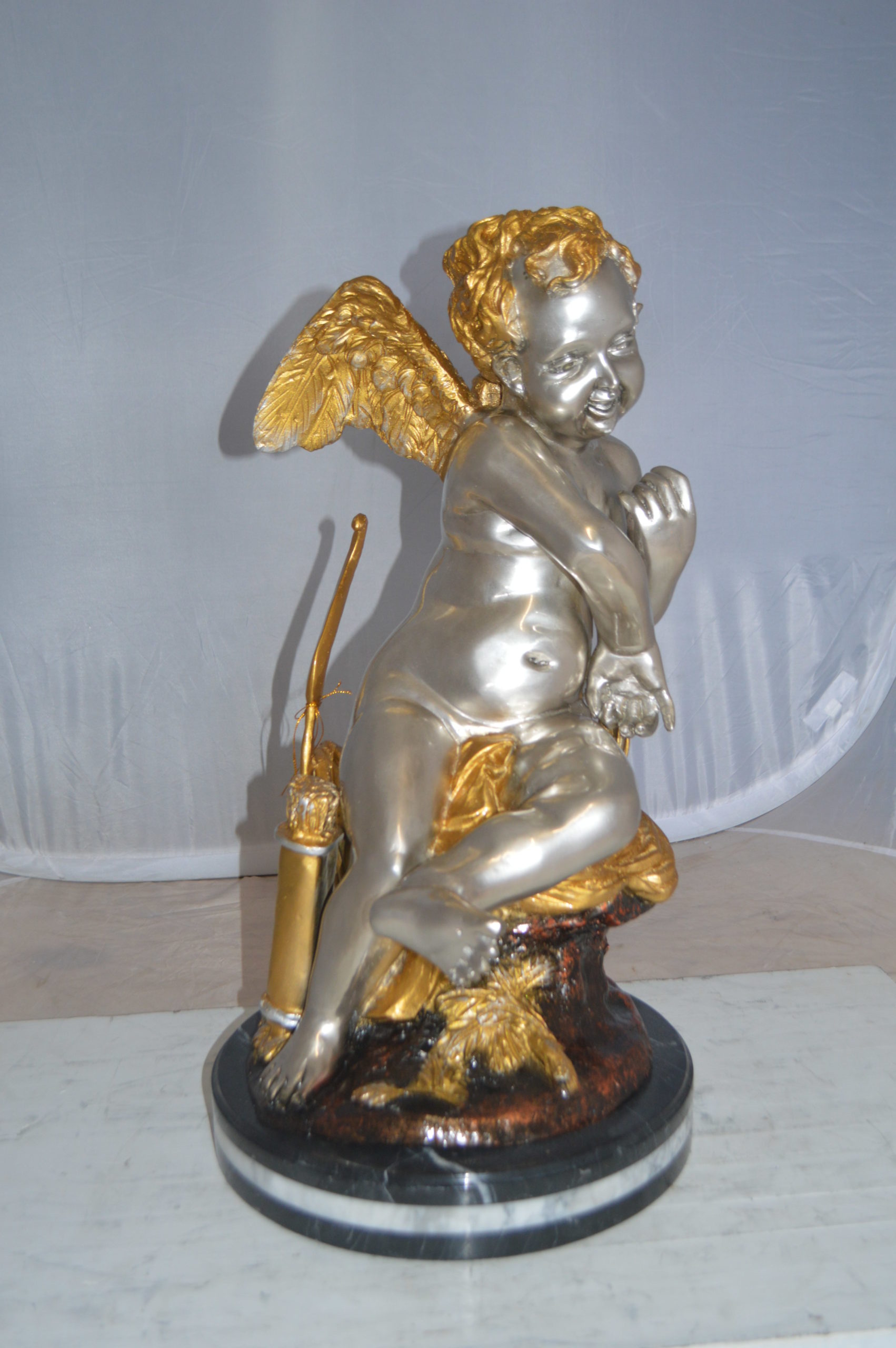 Nifao Cupid Girl On A Rock Bronze Statue - Size: 20"L x 15"W x 25"H. - image 2 of 14