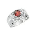 thumbnail image 6 of RYLOS Men's Rings 14K White Gold Rings Classic Designer Style 8X6MM Oval Gemstone &  Diamond Ring Garnet January Birthstone Rings For Men Size 8, 6 of 7