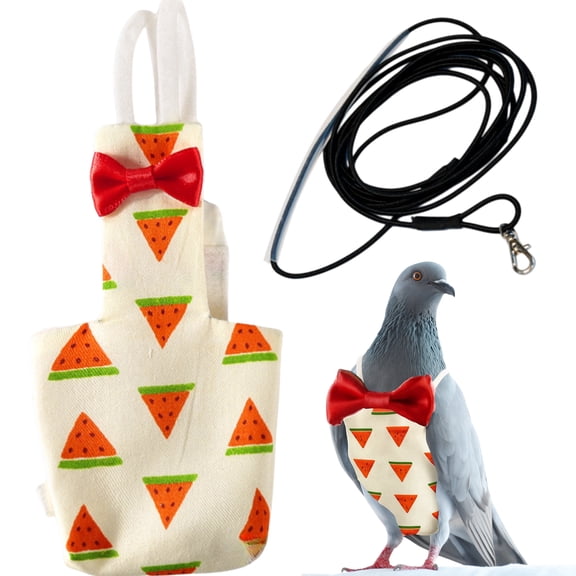 Bird Diaper Harness Washable Bird Cloth Diaper with Leash, Red Watermelon Print, XL VIET ABEL CRAFTS