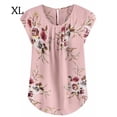 thumbnail image 1 of maskred T-shirt Femme Imprimé Plissé Haut Col Rond Manches Courtes Blouse Rose TG, 1 of 5