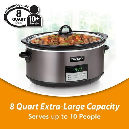 Crock-Pot - 8-Quart Slow Cooker - Black Stainless