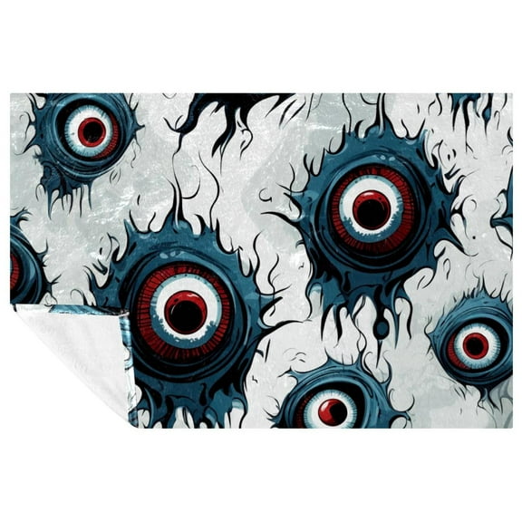 Halloween eyeballs Fluffy Blanket: Microfiber Printed Throw - Soft, Warm, and Lightweight - for Sofa, Bed, Couch, Office, and Camping