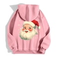 thumbnail image 6 of NinXxx Ladies' Christmas Zipper Long Sleeve Pocket Drawstring Hooded Sweatshirt Pink S, 6 of 8
