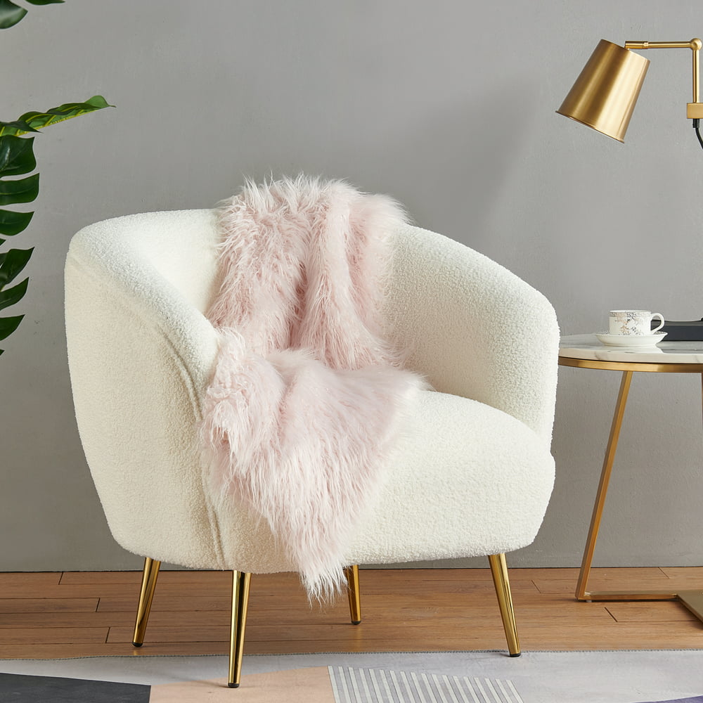 LUXMOD Modern Armchair Super Soft Wool Single Sofa Living Room Accent ...
