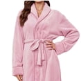 thumbnail image 5 of WIZUTIZ Women's Thick Coral Fleece Absorbent Belted Hooded Bathrobe Winter Cozy Loungewear Robe Long Sleeve Sleepwear with Pockets, 5 of 5