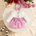 thumbnail image 5 of Gerichy Baby Long Sleeve Fall Romper Dress with Headband Baby Girl Clothes Ruffle Toddler Casual Bodysuits Infant Cute Winter Outfits 0-18 Months, 5 of 7