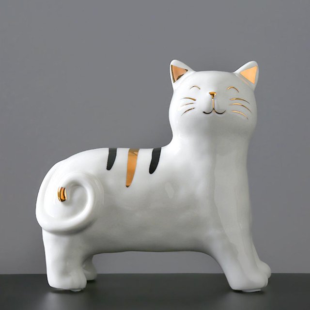 Estatuilla de gato Perfecl Cerámica Decoración amante Decoración hogar Figurilla de gato