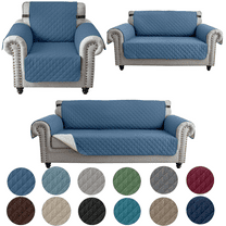 SHANNA 1/2/3 Seater Quilted Sofa Couch Cover Pad Water Resistant Slipcover Furniture Protector Pet Mat for Kids Dogs Pets（Berlin Blue）