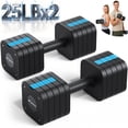 thumbnail image 2 of MERACH 50LBS Adjustable Dumbbell Set, 5 in 1 Free Hand Weights for Home Gym, 25 lbs, Set of 2, Black&Blue, 2 of 9