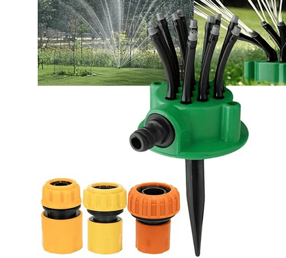 Large Area Automatic Rotating Lawn Sprinkler With Heavy Duty Spike Base Adjustable Water Saving System 3 Nozzles 1 Count