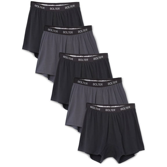 Bolter Men's 5-Pack Cotton Stretch Boxers Shorts (4X, Black/Grey)