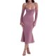 thumbnail image 2 of Vestido Largo Con Tirantes Vestido halter para mujer con manga y hombros descubiertos Traje clubwear (Púrpura S) Cgtredaw Para estrenar, 2 of 9