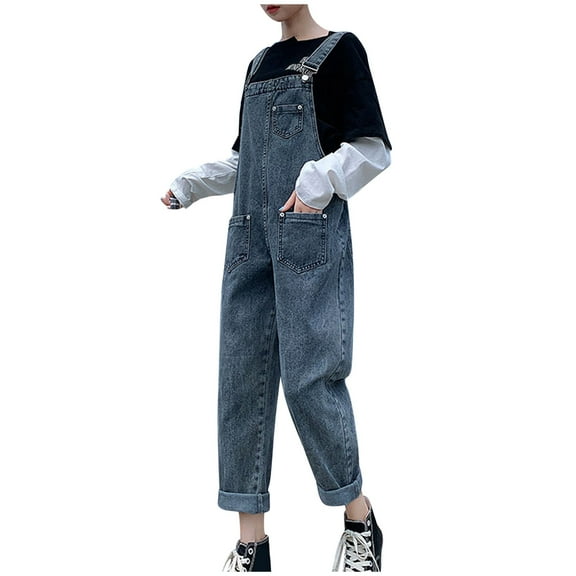 Fjofpr 50% off Clear!Straight Leg Jeans for Women Women Wide Leg Jeans High Waist Baggy Jeans for Women Loose Women's Casual Stretch Bib Overalls Pants Jumpsuits