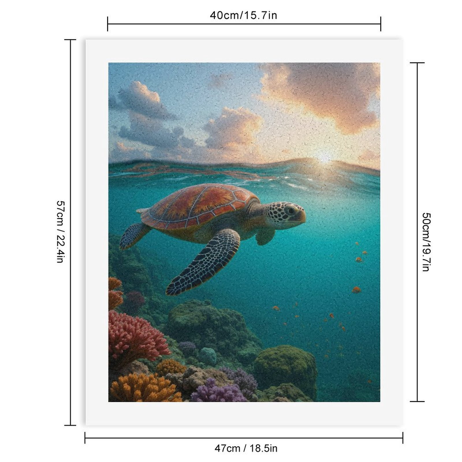 Paint By Numbers Kit for Adults Beginner - Sea Turtle Sunset Ocean View DIY Canvas Painting Kits for Adults, Frameless Paint By Number for Adults for Home Wall Decor 16x20 Inch