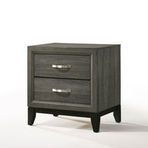 Gzxs Wooden Nightstand in Weathered Gray Finish, Small Accent End Table with Two Drawers and Nickel-Brushed Metal Handles, 16"D x 24"W x 25"H
